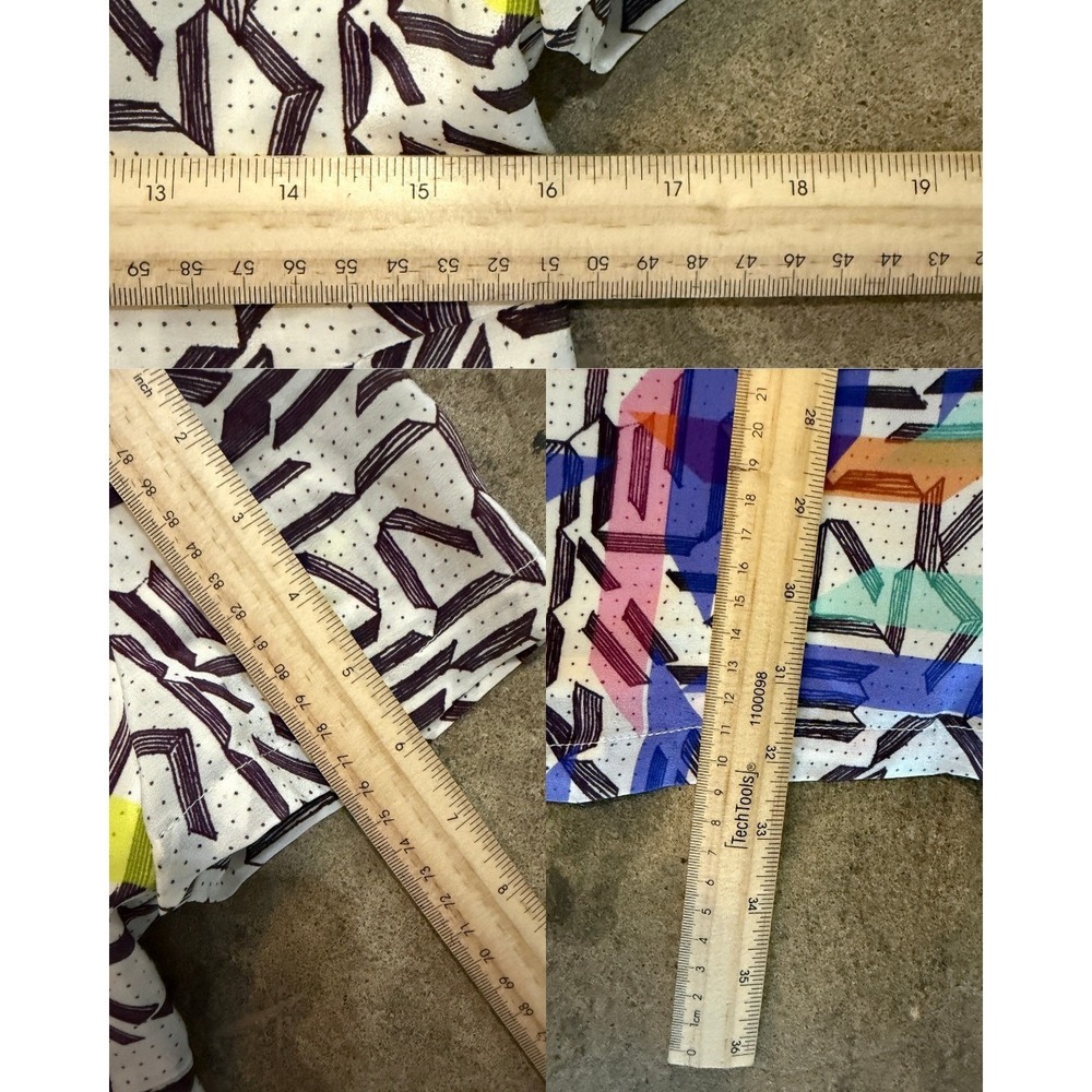 Amanda Uprichard 100% Silk Abstract Geometric Rainbow Border Shift Dress Women P - Picture 10 of 10